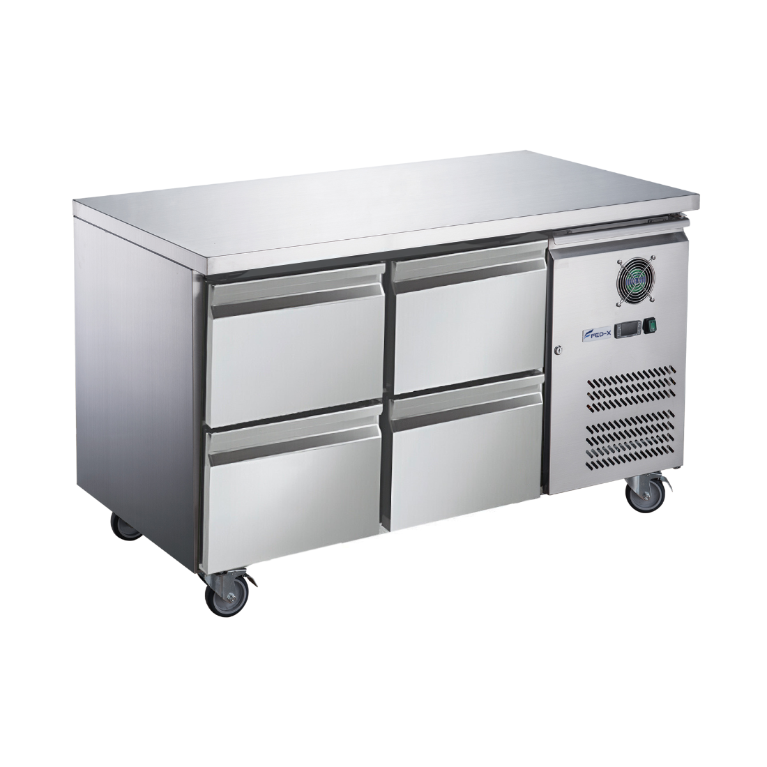 Image of FED-X XUB7C13S2D S/S Four-Door Bench Fridge with Drawers