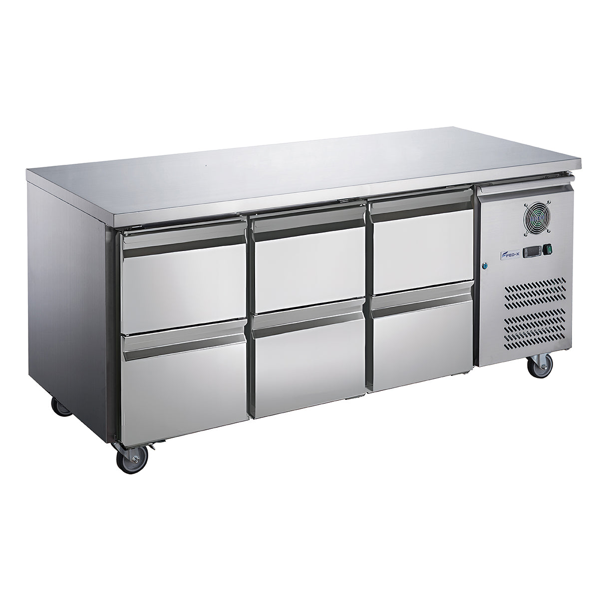 Image of FED-X XUB7C18S3D S/S Six-Door Bench Fridge with Drawers