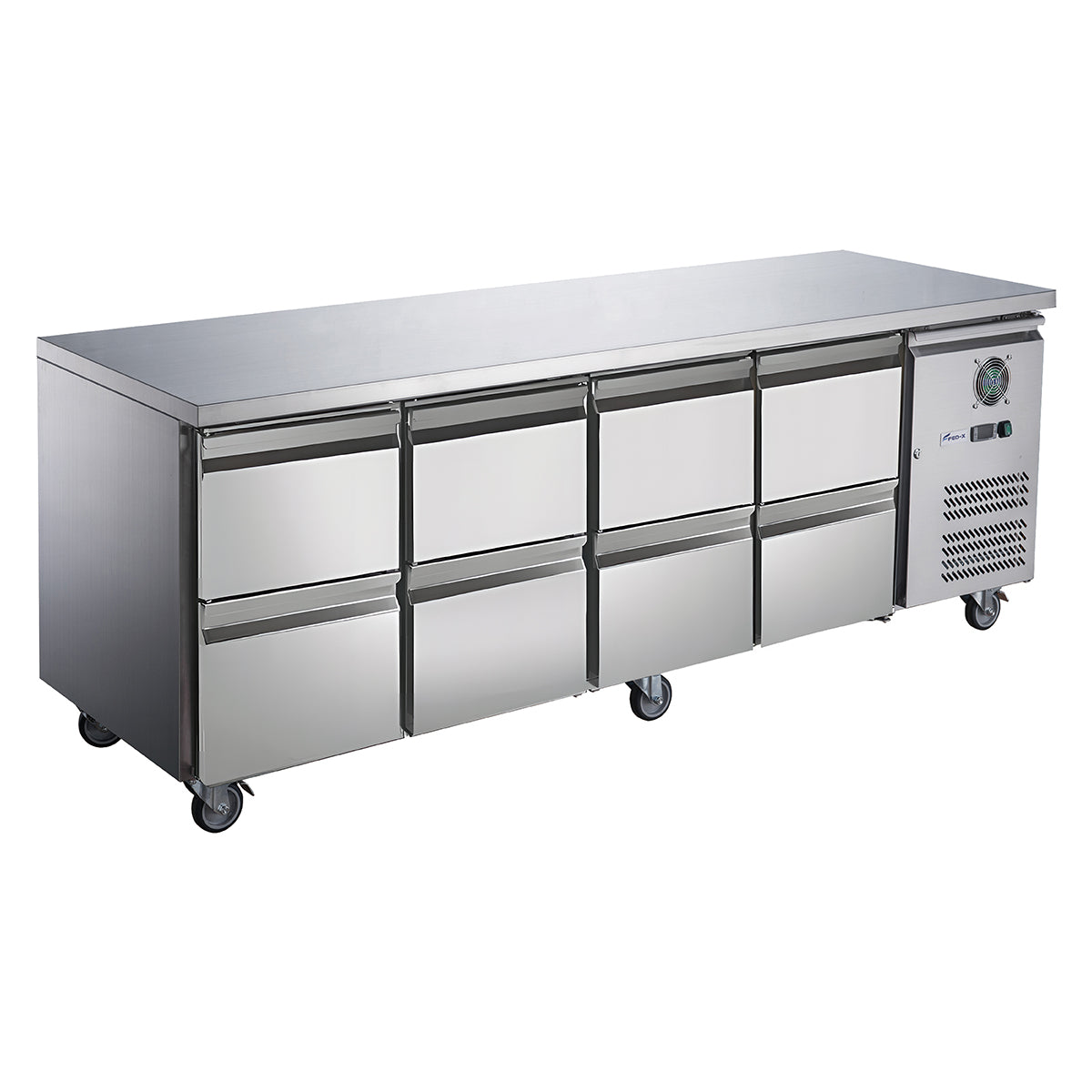 Image of FED-X XUB7C22S4D S/S Eight-Door Bench Fridge with Drawers