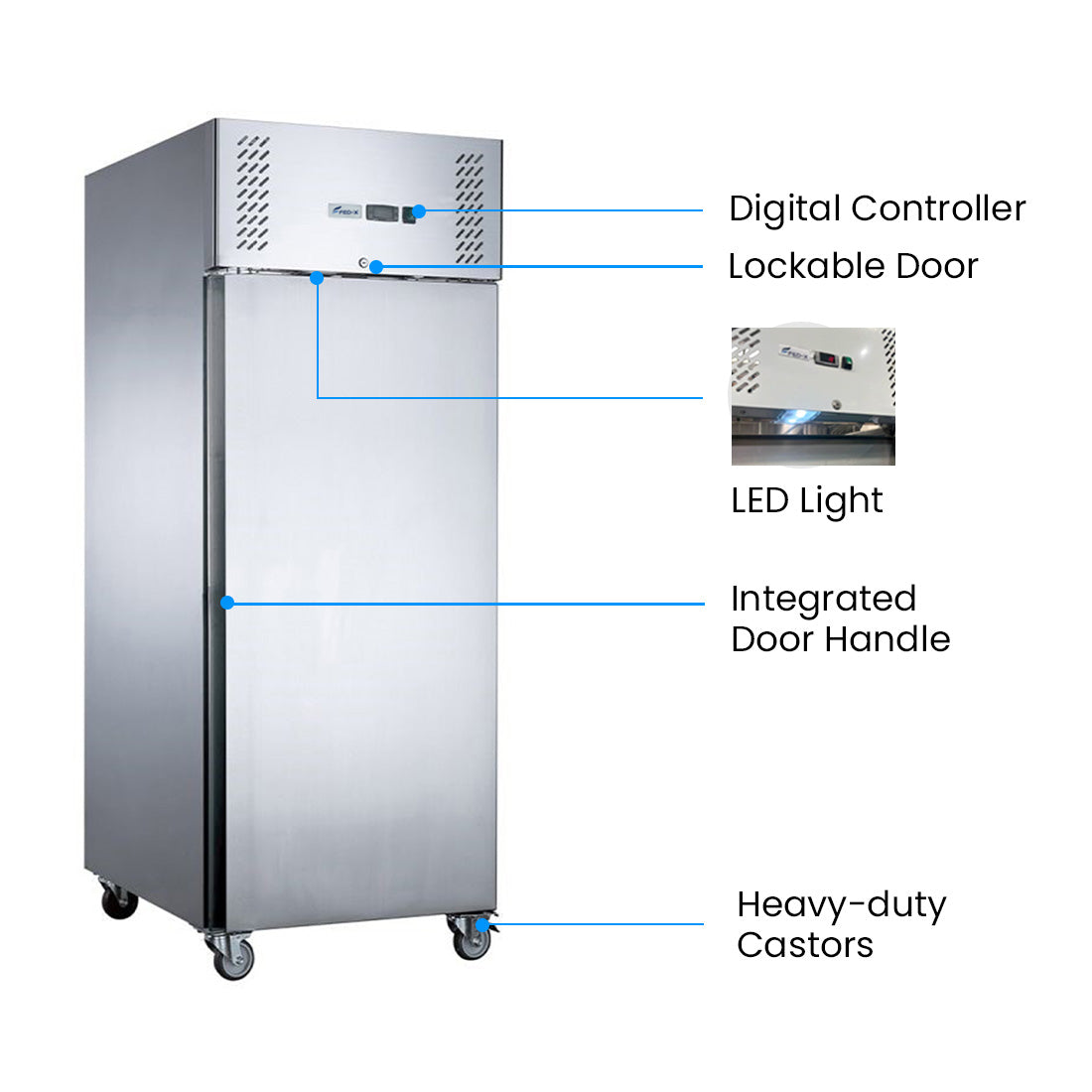 Image of FED-X XURC400SFV S/S Single Full Door Upright Fridge