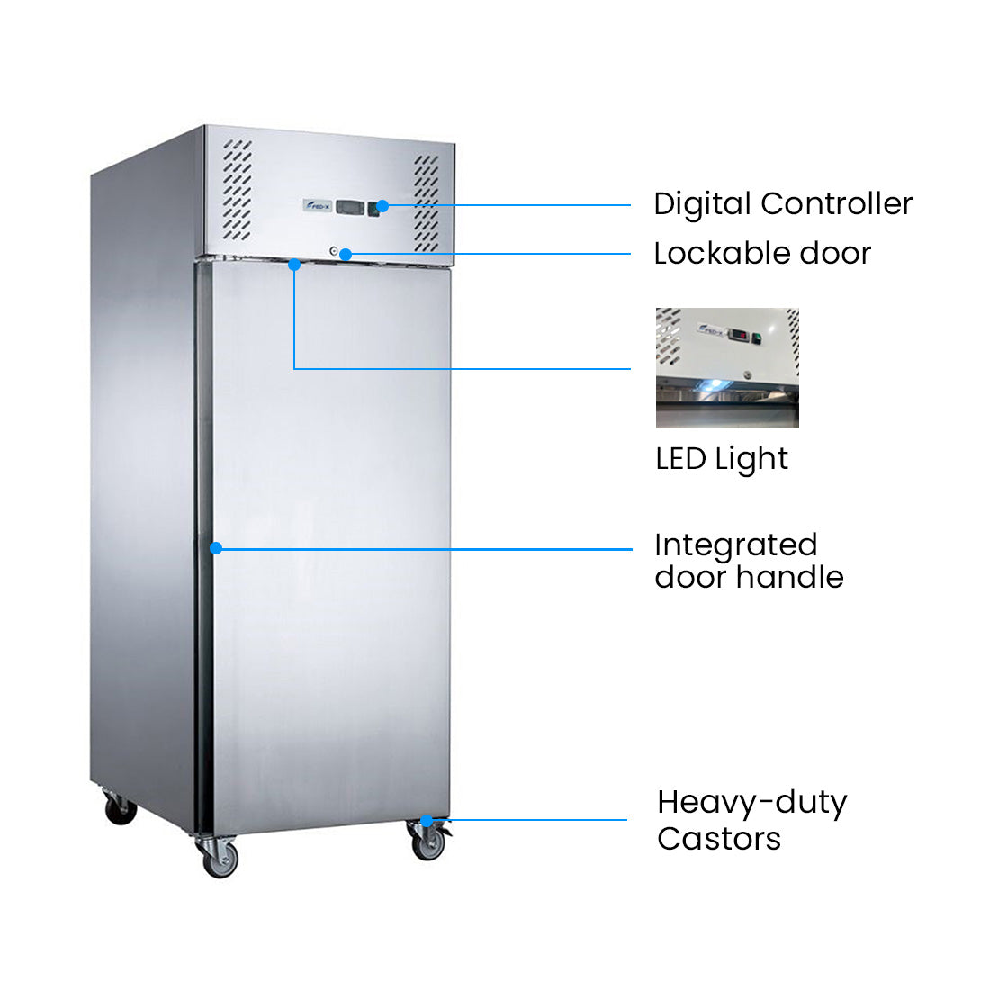 Image of FED-X XURF400SFV S/S Single full Door Upright Freezer