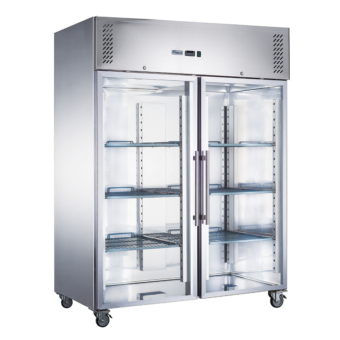 Image of FED-X XURF1200G2V S/S Two Full Glass Door Upright Freezer
