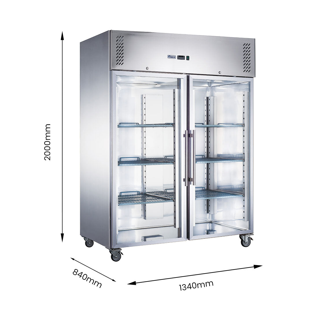 Image of FED-X XURC1200G2V S/S Two Full Glass Door Upright Fridge