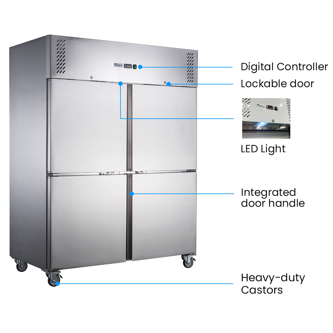 Image of FED-X XURF1200S2V S/S Split Four-Door Upright Freezer