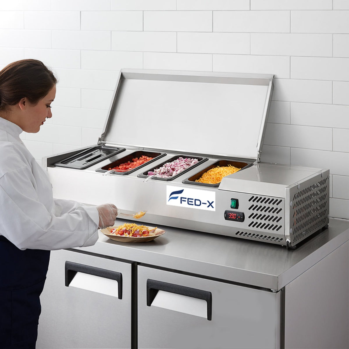 Image of FED-X XVRX1200/380S Salad Bench with Stainless Steel Lid